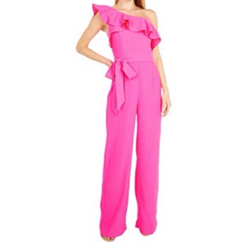 Lilly Pulitzer Hot Pink One-Shoulder Ruffle Jumpsuit - Picture 6 of 11